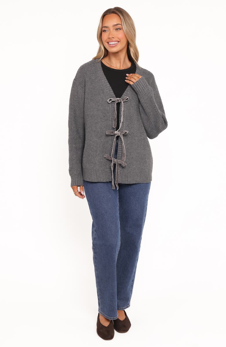 Petal & Pup Hammond Tie Front Cardigan, Alternate, color, Grey