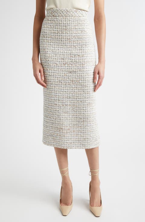 Côte d'Azure Tweed Midi Pencil Skirt