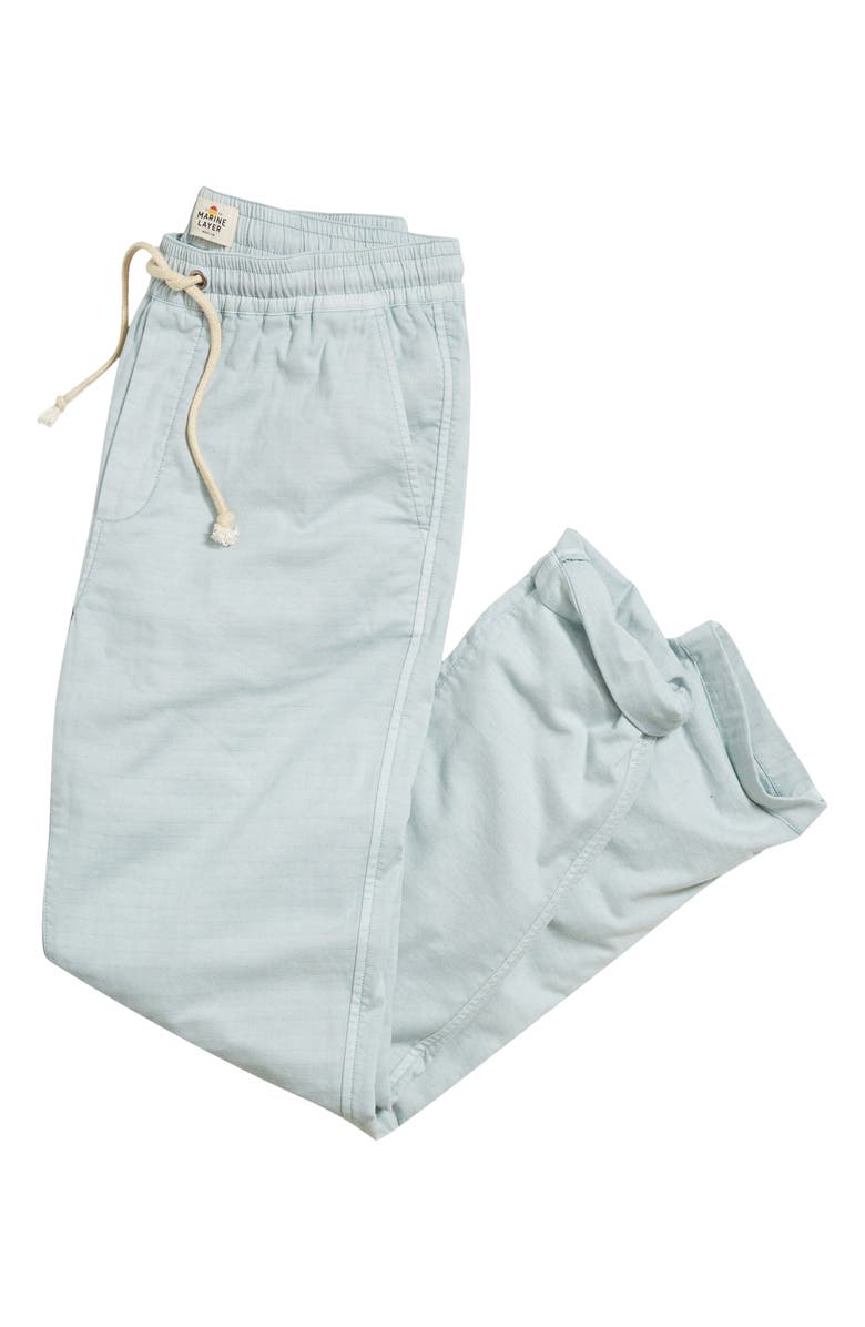 Marine Layer Saturday Stretch Cotton Drawstring Beach Pants, Alternate, color, Light Blue