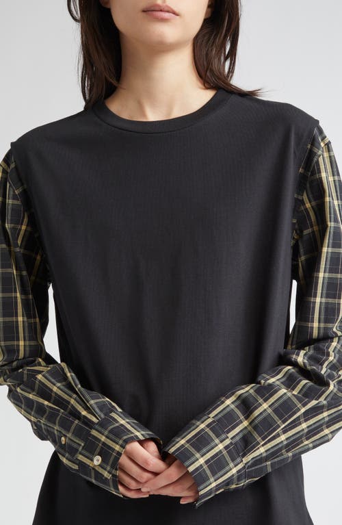 Eenk Contrast Long Sleeve Top In Black