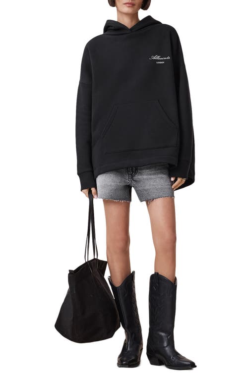 Allsaints Skull Etienne Oversize Cotton Blend Hoodie In Blue