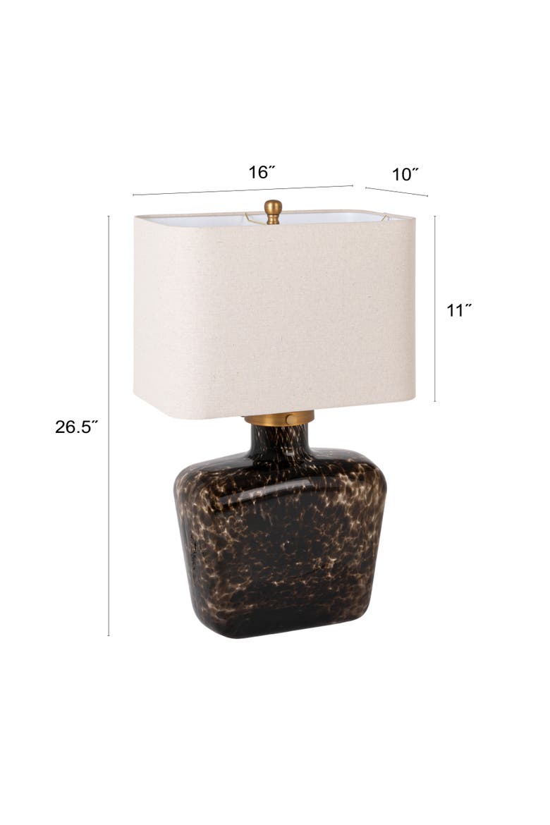 Tortoiseshell Glass Table Lamp with Linen Shade, Alternate, color, Multicolor