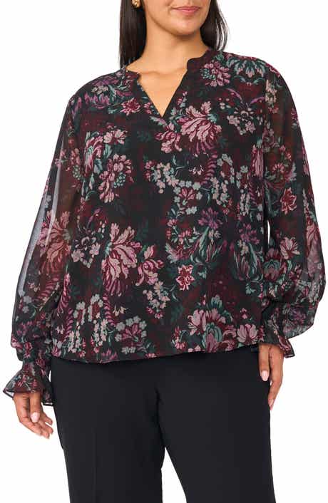 Split Neck Long Sleeve Top