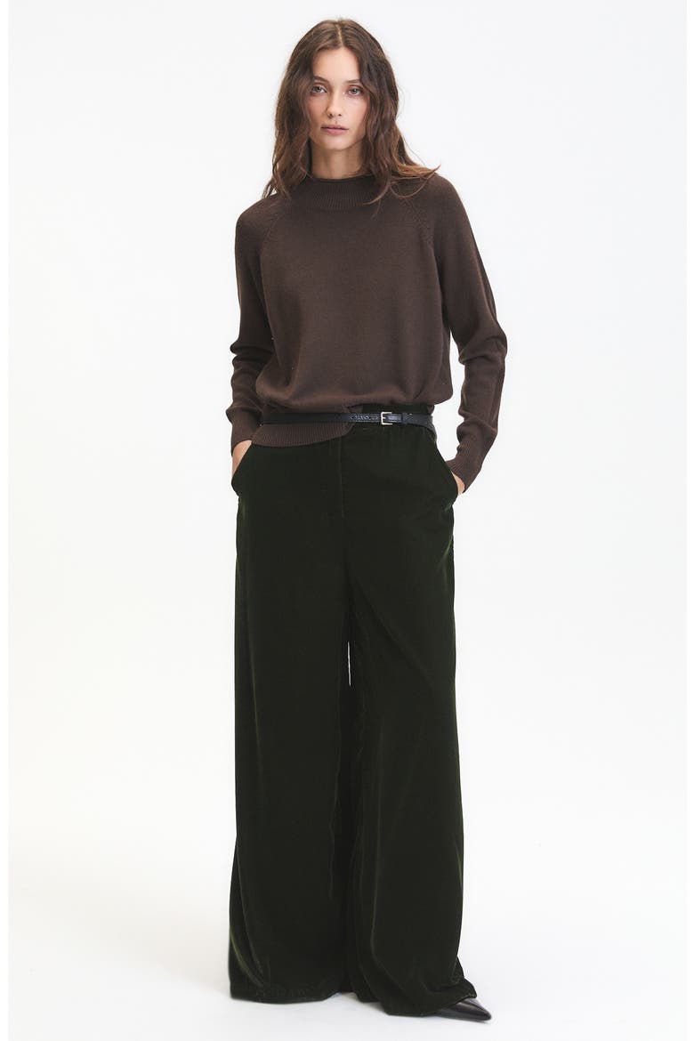 Daisy Velvet Wide Leg Pants, Alternate, color, BASIL GREEN