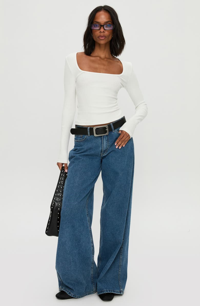 Princess Polly Baseline Square Neck Long Sleeve Crop Rib Top, Alternate, color, 