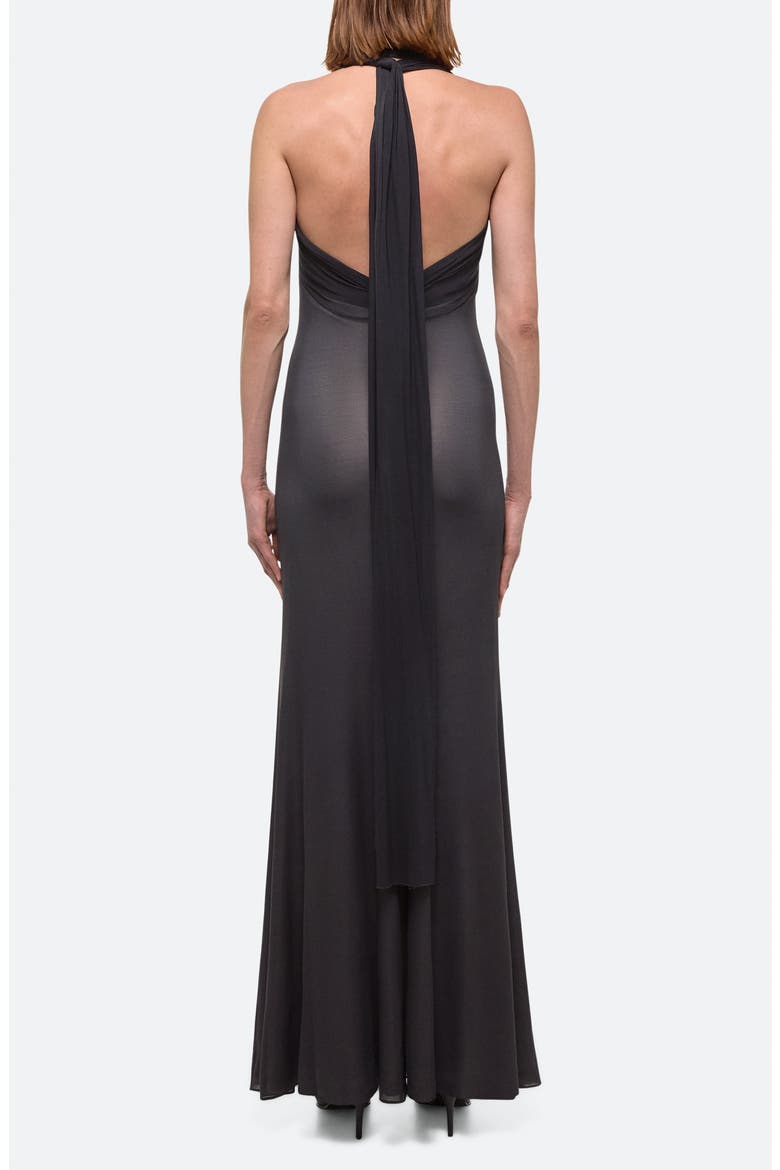 Dancer Plunge Neck Halter Maxi Dress, Alternate, color, BLACK SAND - 22N