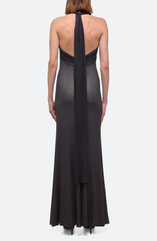 Helmut Lang Dancer Plunge Neck Halter Maxi Dress In Multi