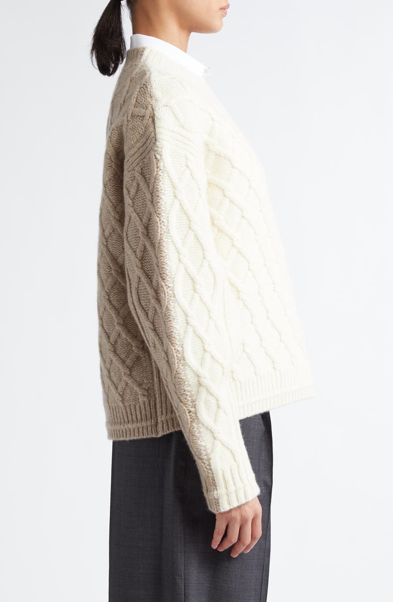 Maria McManus Two-Tone Merino Wool Twisted Cable Crewneck Sweater, Alternate, color, 