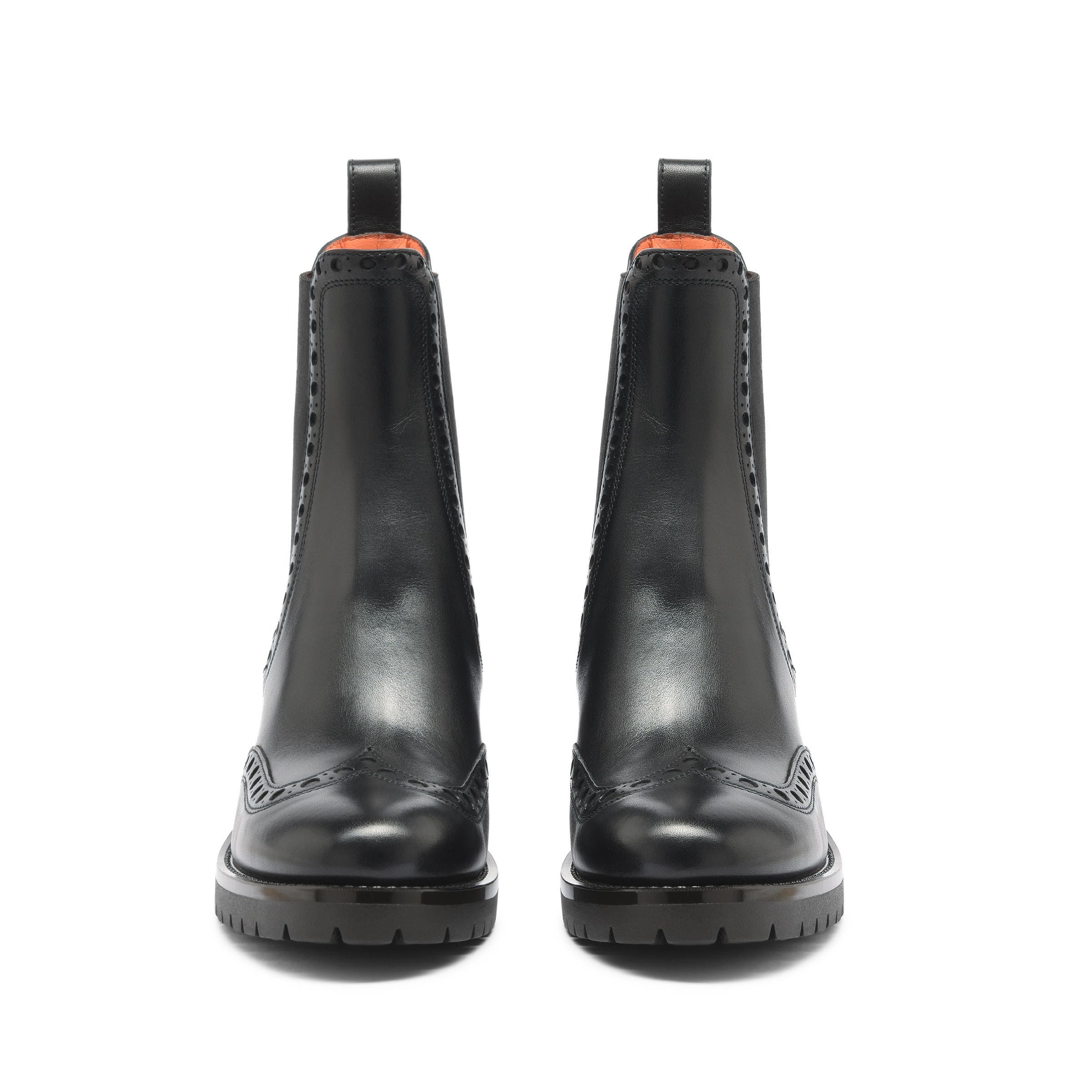 Santoni Leather Chelsea brogue boot, Alternate, color, 