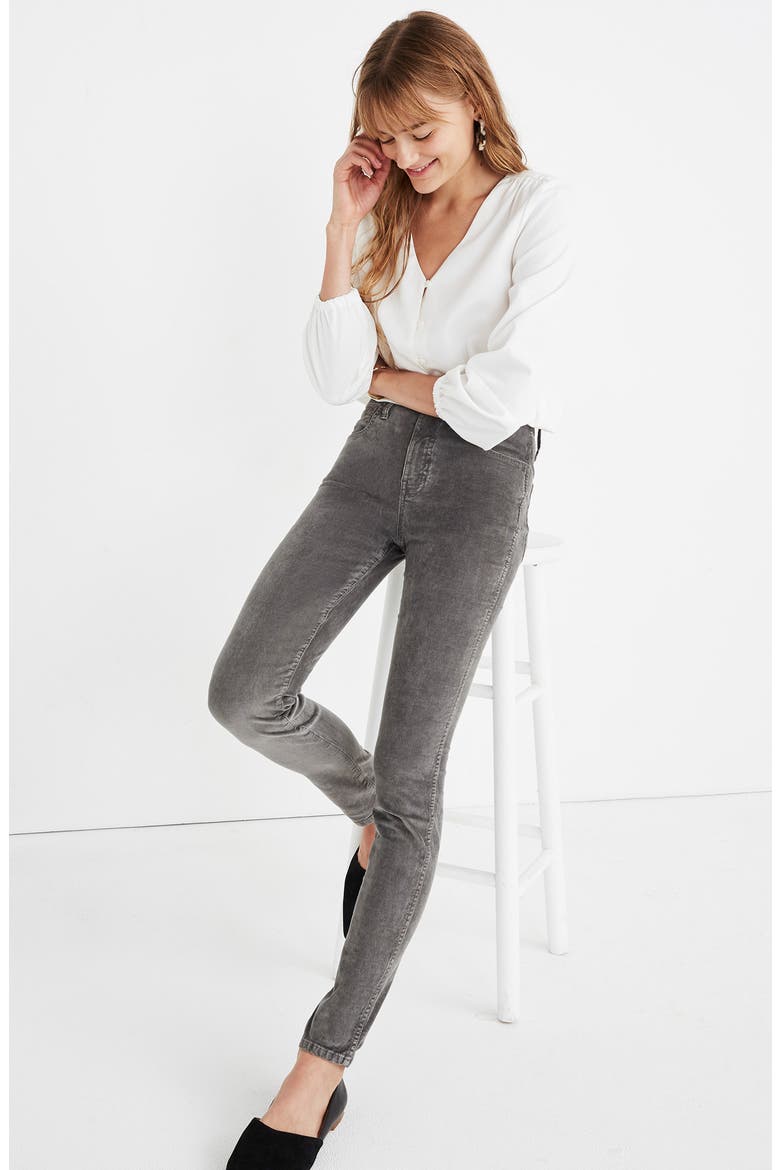 10-Inch High Waist Corduroy Skinny Jeans, Alternate, color, SMOKED GRAPHITE