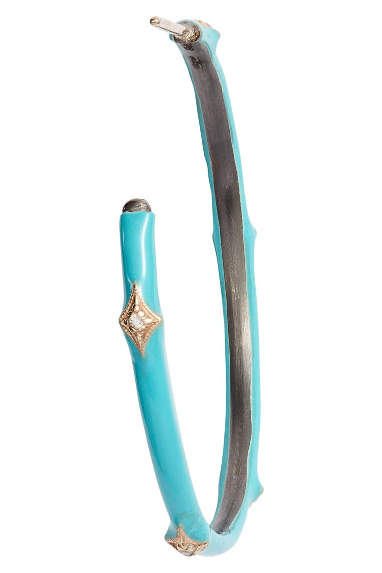 New World 14k Gold & Enamel Hoop Earrings, Alternate, color, TURQUOISE/ ROSE GOLD