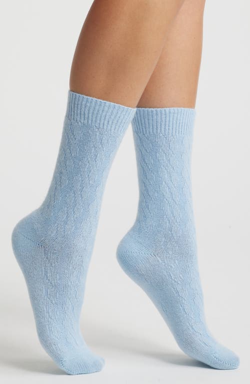 Oroblu Gwen Cable Knit Wool Blend Crew Socks in Crystal 3 