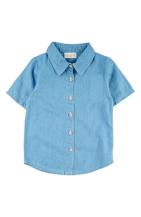 Kids' Jerry Surf Short Sleeve Cotton Graphic Button-Up Shirt (Toddler & Little Kid)