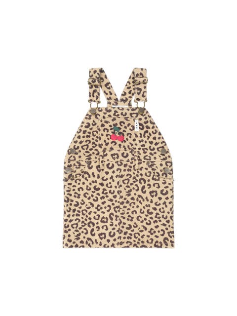 Very Cherry Leopard Print Denim Pinafore (Toddler, Little Kid, Big Kid)