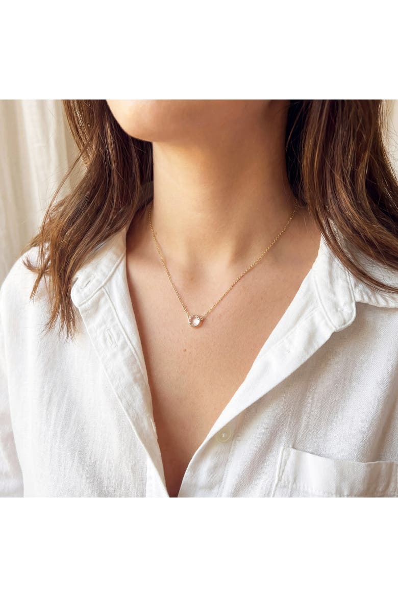 White Topaz Single Bezel Necklace, Alternate, color, White Topaz