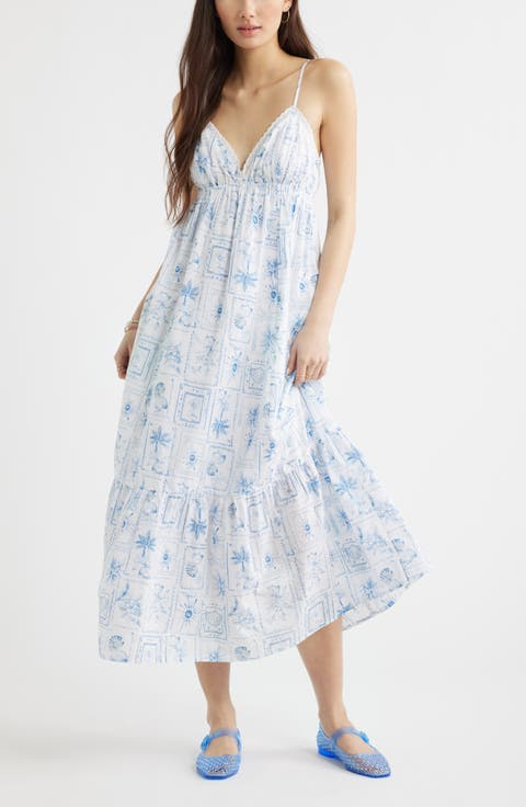 Ruffle Hem Cotton Maxi Dress