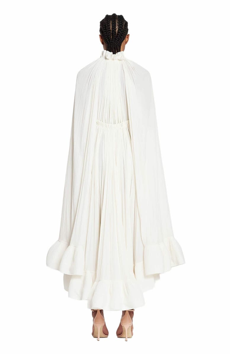 Lanvin Long Charmeuse Ruffle Dress, Alternate, color, Off White