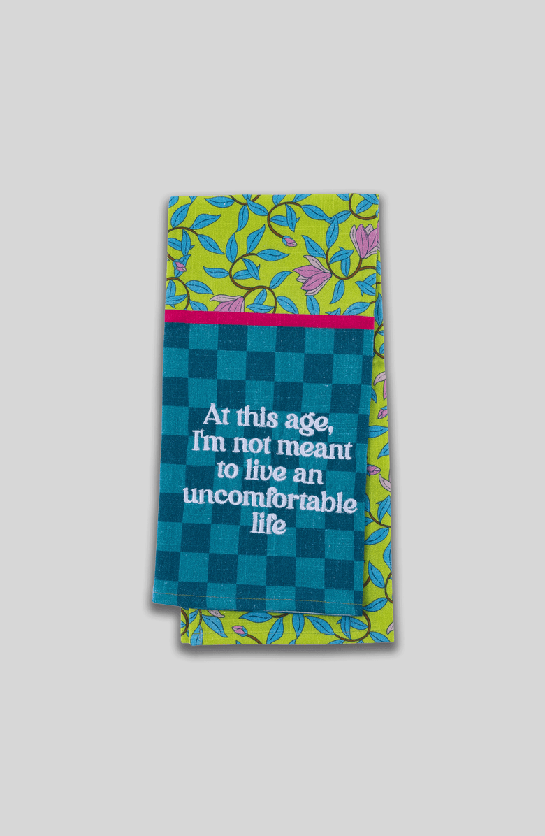 Furbish Uncomfortable Life Dish Towel, Main, color, Teal