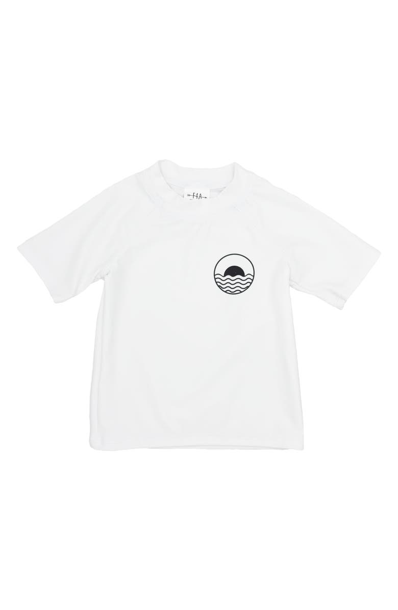 Feather 4 Arrow Icon Short Sleeve Rashguard, Main, color, White