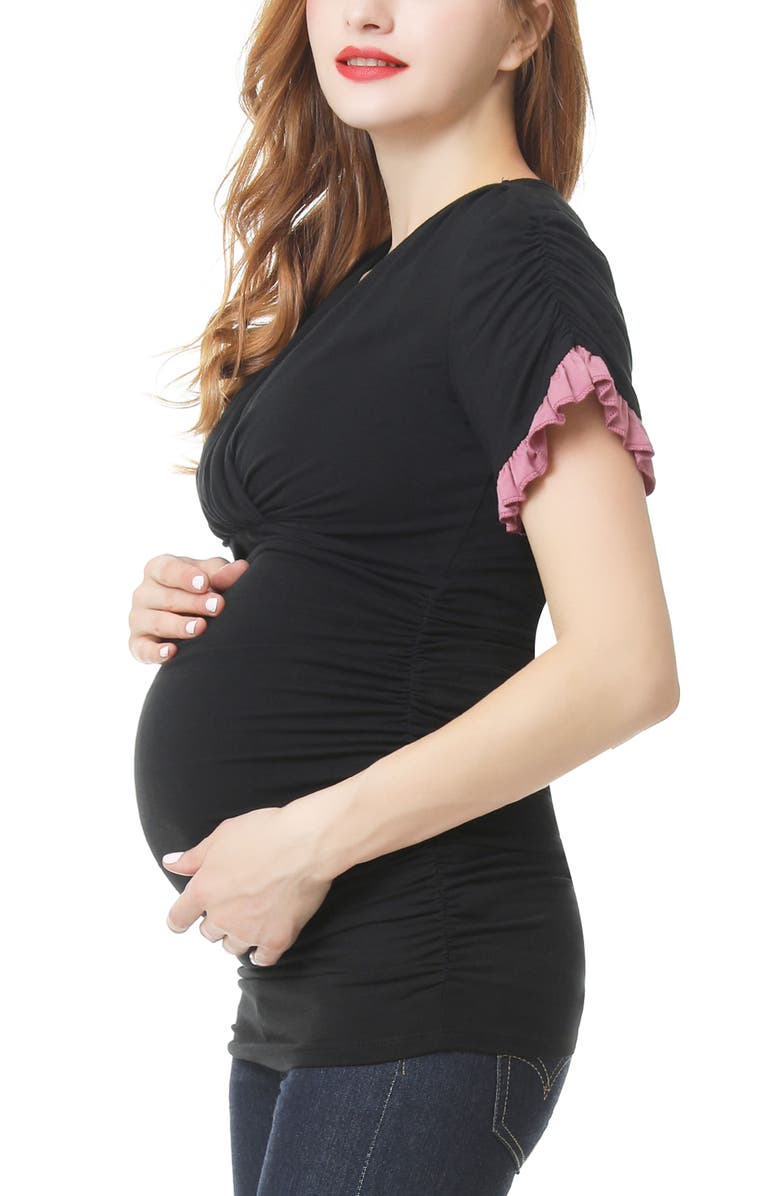 Kimi & Kai Maternity V-Neck Nursing Top, Alternate, color, Black