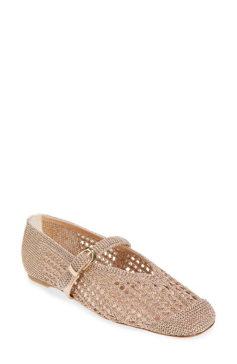 Leora Metallic Mary Jane Flat (Women)