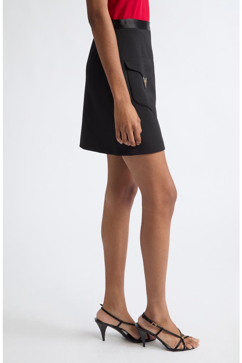 Stretch Virgin Wool Miniskirt, Alternate, color, BLACK