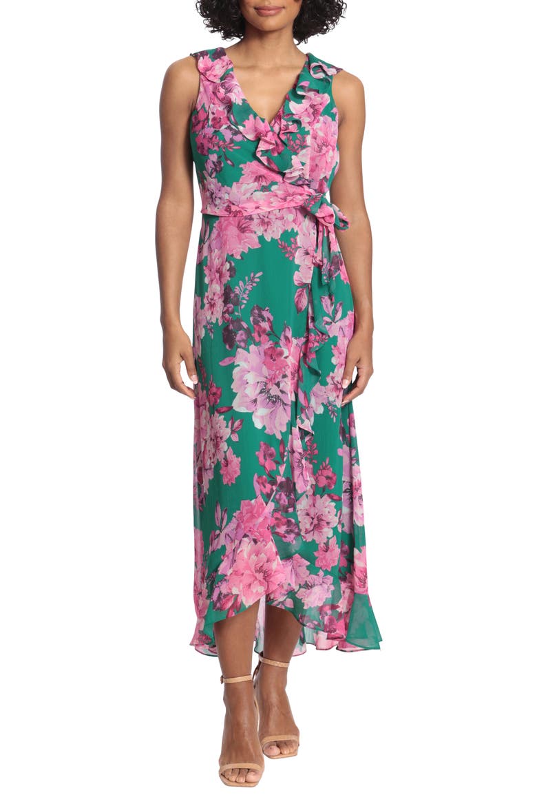 Femme Floral Yoryu Ruffle Hem Dress, Main, color, SPRING GREEN
