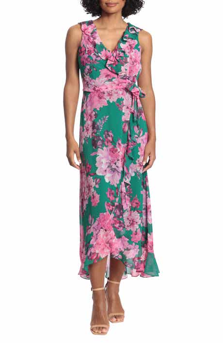 London Times Femme Floral Yoryu Ruffle Hem Dress
