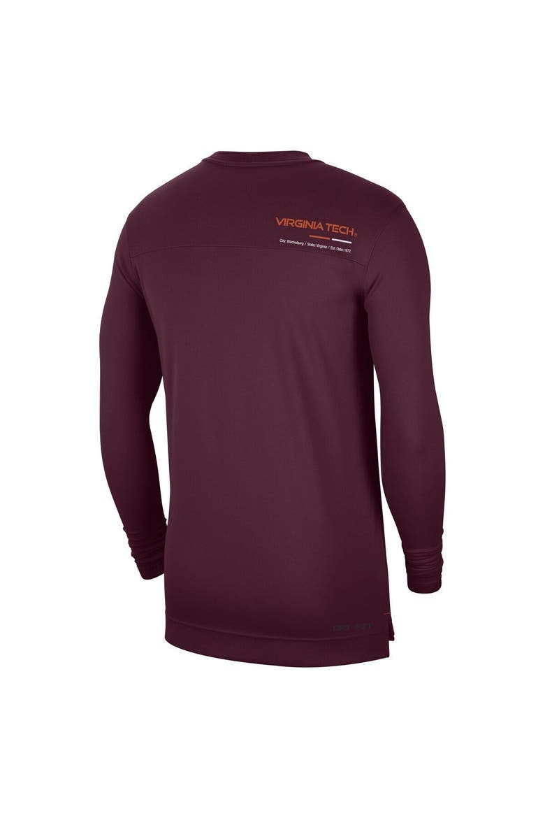Men's Nike Maroon Virginia Tech Hokies 2022 Coach Performance Long Sleeve V-Neck T-Shirt, Alternate, color, Maroon