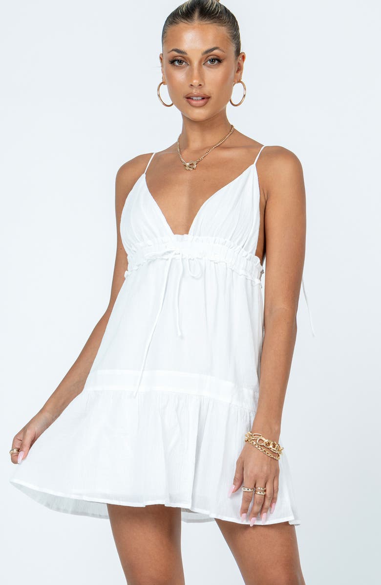 Princess Polly Dionne Cotton Babydoll Minidress, Alternate, color, White