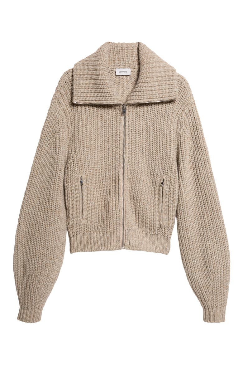Zipped Alpaca & Yak Hair Cardigan, Alternate, color, BEIGE / OAT