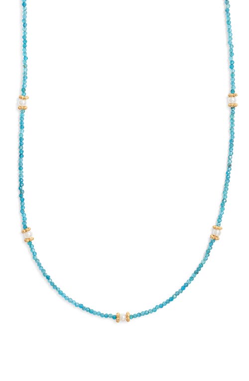 Kiara By Ki-ele Taylor Apatite & Freshwater Pearl Beaded Necklace In Blue