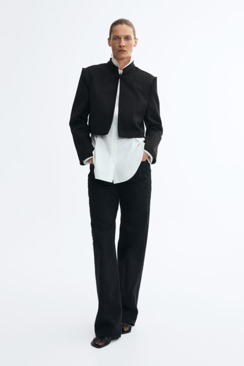 Cropped Braid-Detail Jacket