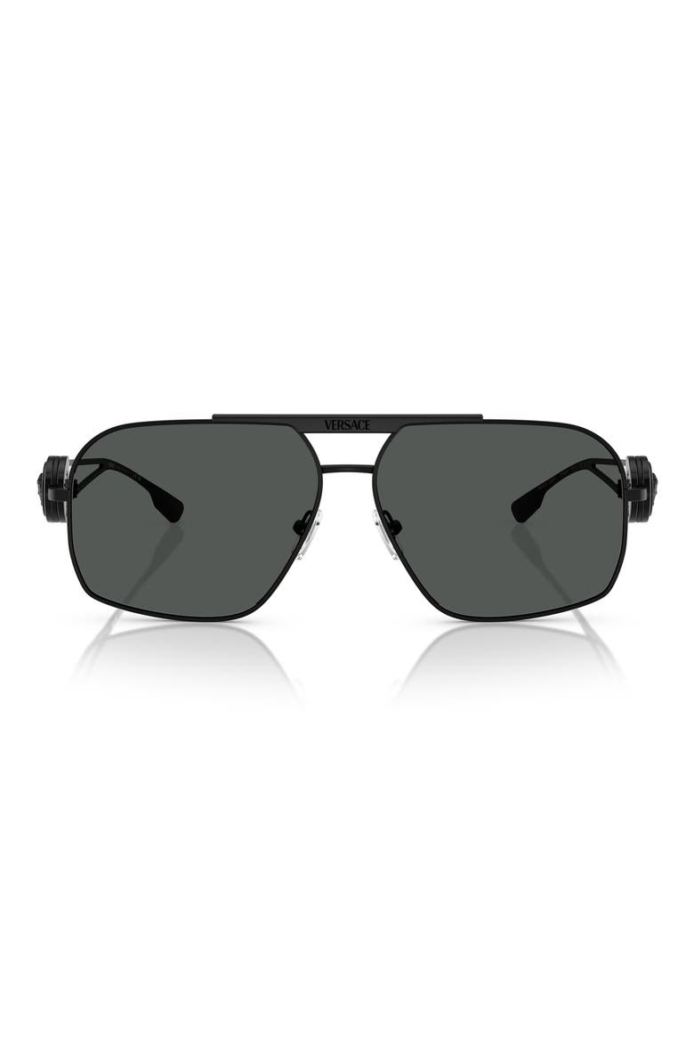 62mm Medusa Medallion Oval Sunglasses, Main, color, MATTE BLACK
