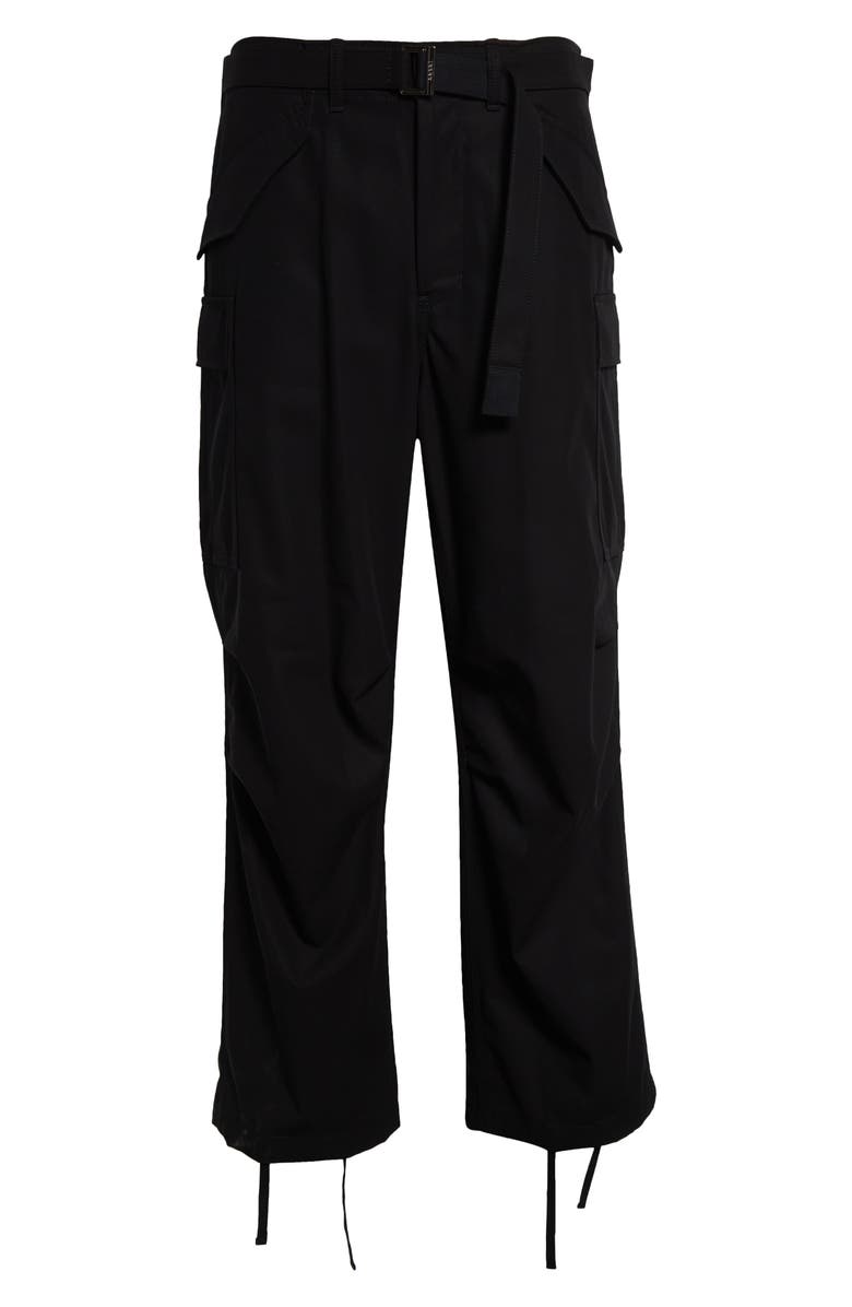 Sacai Belted Cotton Twill Pants, Alternate, color, 
