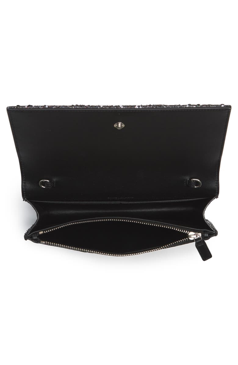 Saint Laurent Kate Sparkle Genuine Python Wallet on a Chain, Alternate, color,