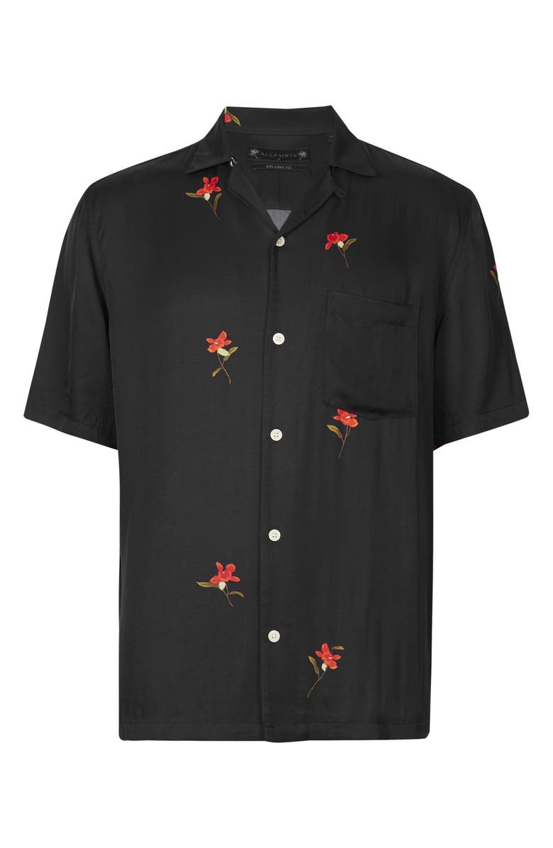 AllSaints Eivissa Relaxed Fit Floral Short Sleeve Button-Up Camp Shirt, Alternate, color, 
