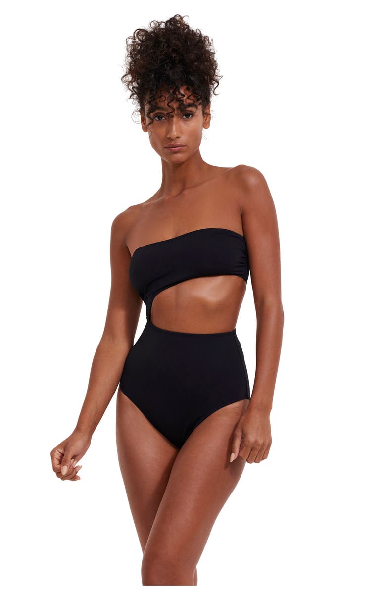 Flirtt Gottex Solid Bandeau Cut Out One Piece, Main, color,