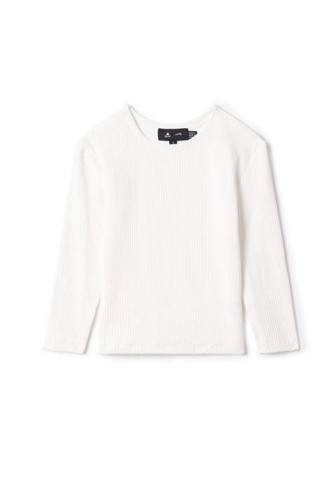 Pointelle Long Sleeve Stretch Rib Knit Top