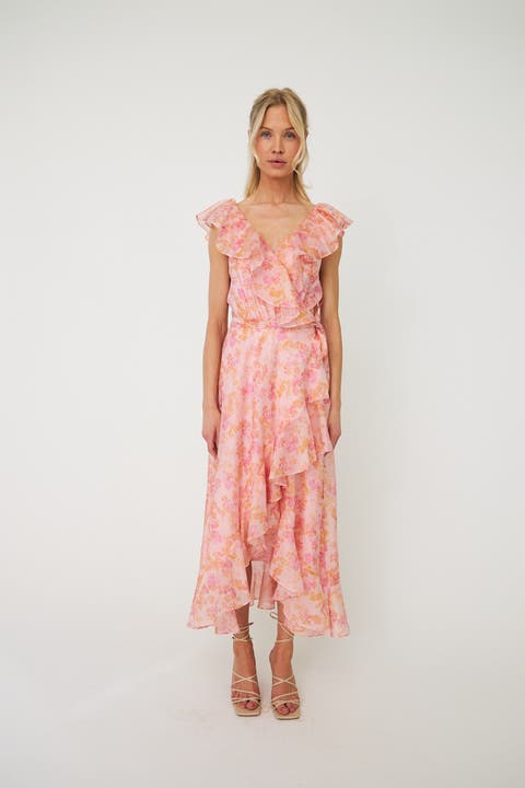 Landoncras Ruffle Detail Wrap Midi Dress