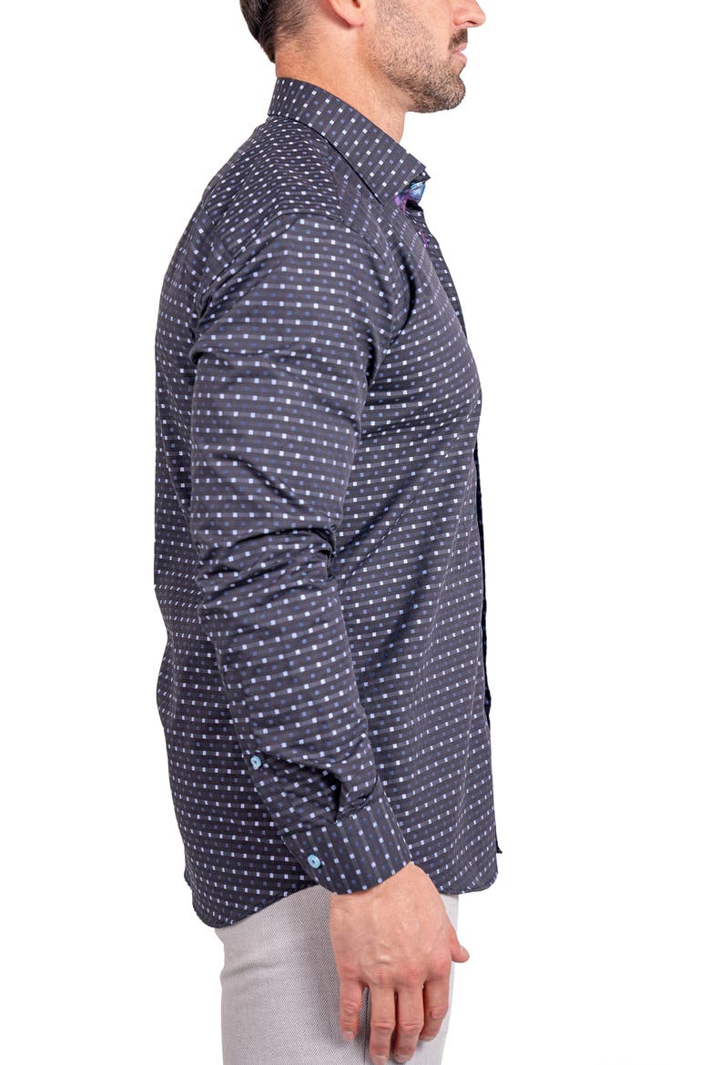 Fibonacci Ascension Contemporary Fit Button-Up Shirt, Alternate, color, BLACK