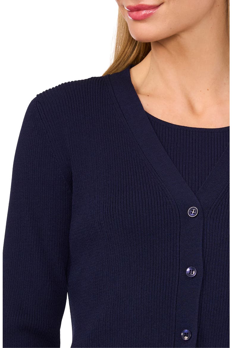 Rib V-Neck Cardigan, Alternate, color, CLASSIC NAVY
