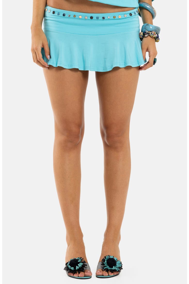 Studded Mini Skort, Main, color, TURQUOISE