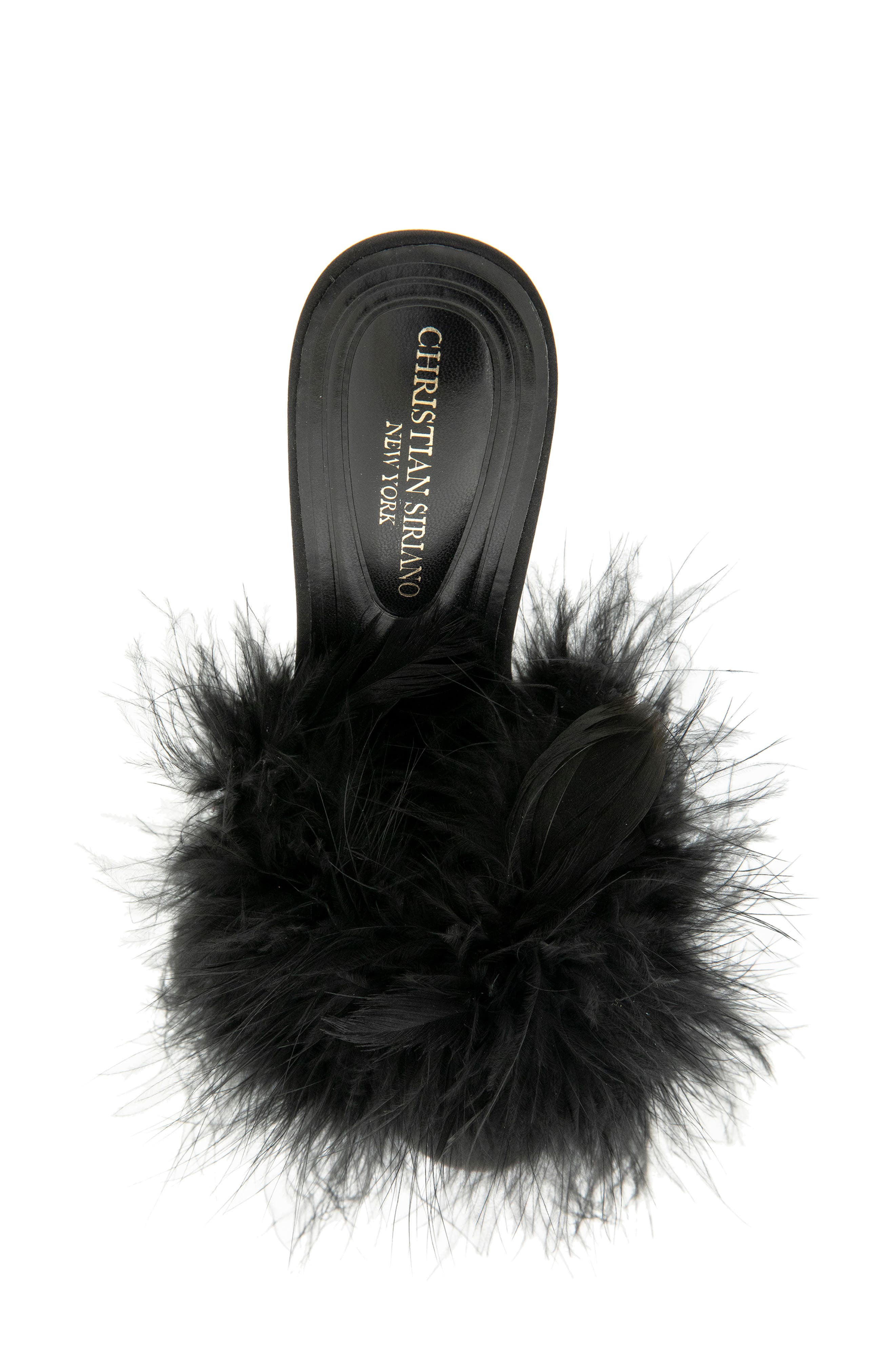 Jazeily Feather Slide Sandal, Alternate, color, BLACK
