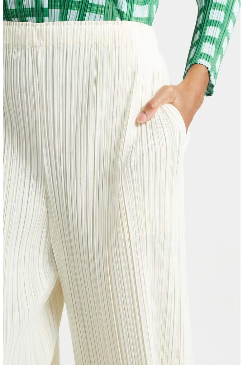 Opaque Pleated Crop Wide Leg Pants, Alternate, color, OFF WHITE