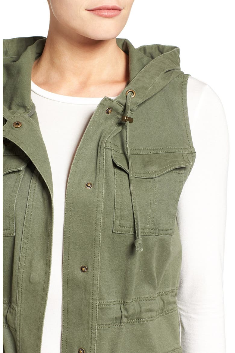 Hooded Military Vest, Alternate, color, OLIVE