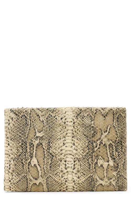 Allsaints Bettina Snakeskin Embossed Leather Clutch In Neutral