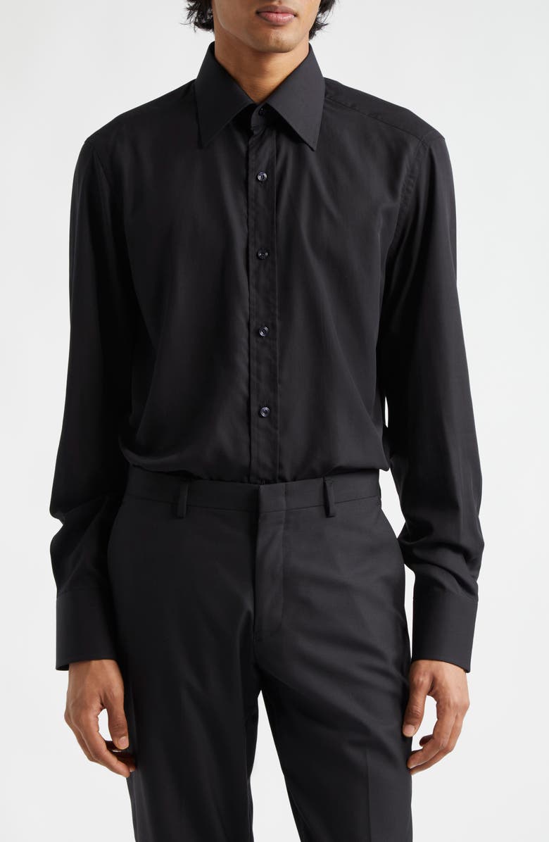 TOM FORD Fluid Parachute Slim Fit Button-Up Shirt, Main, color, Lb999 Black