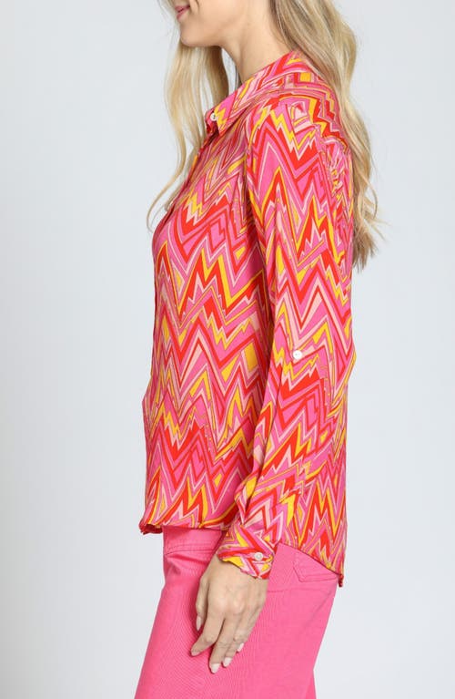 Apny Print Button-up Shirt In Pink Multi