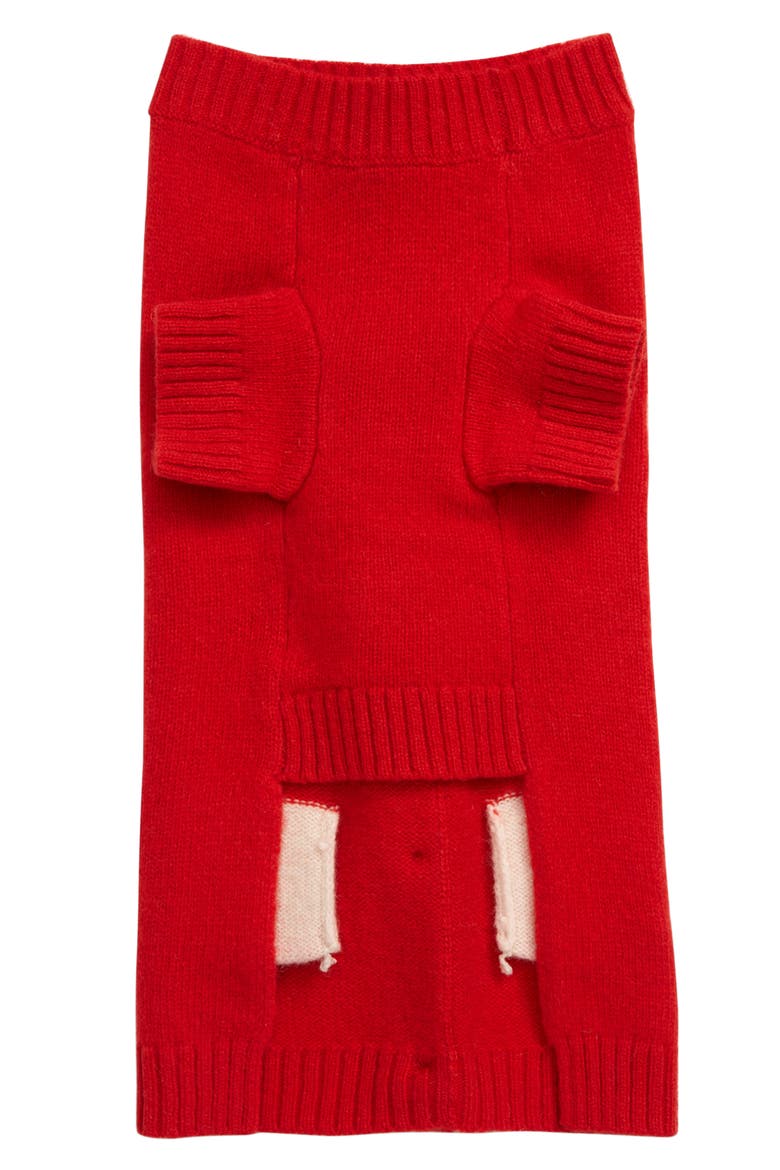 Pompom Dog Cardigan, Alternate, color, RED